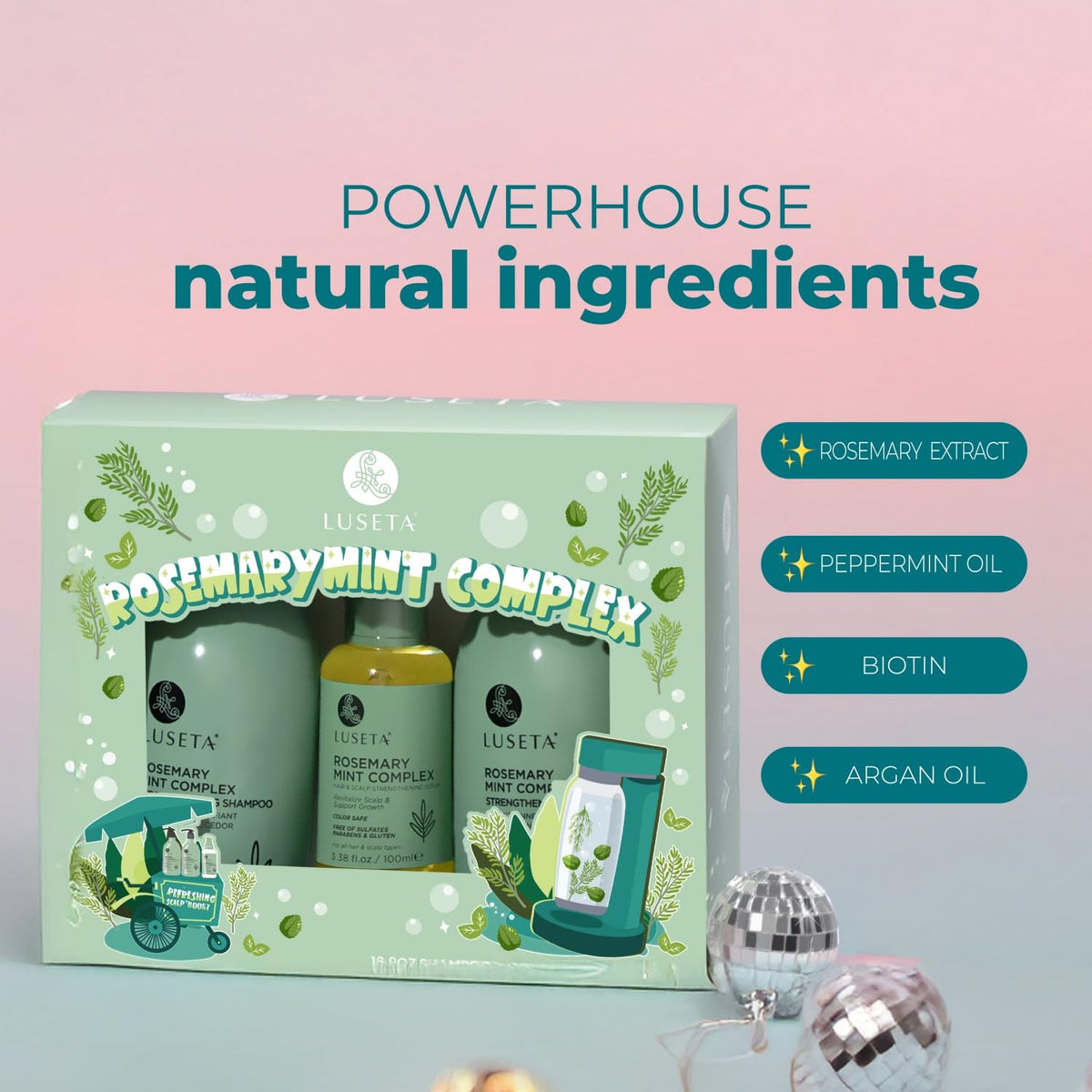 Luseta Rosemary Mint Shampoo and Conditioner Set for Hair Strengthening