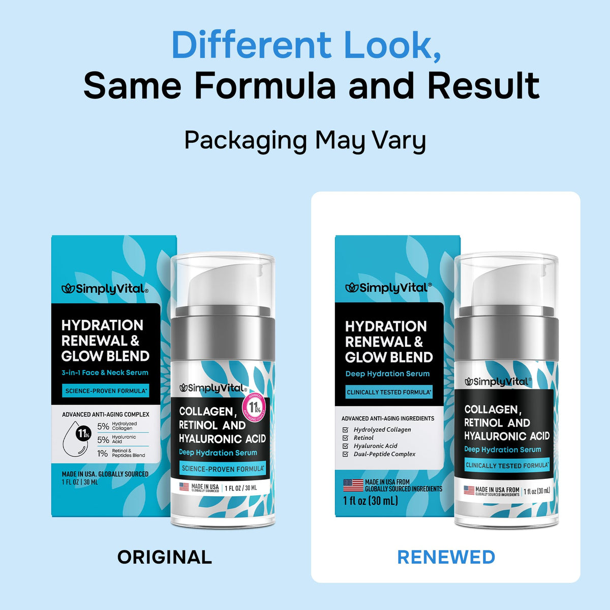 SimplyVital Face Moisturizer Retinol Collagen Hyaluronic Acid Cream 1.7 oz
