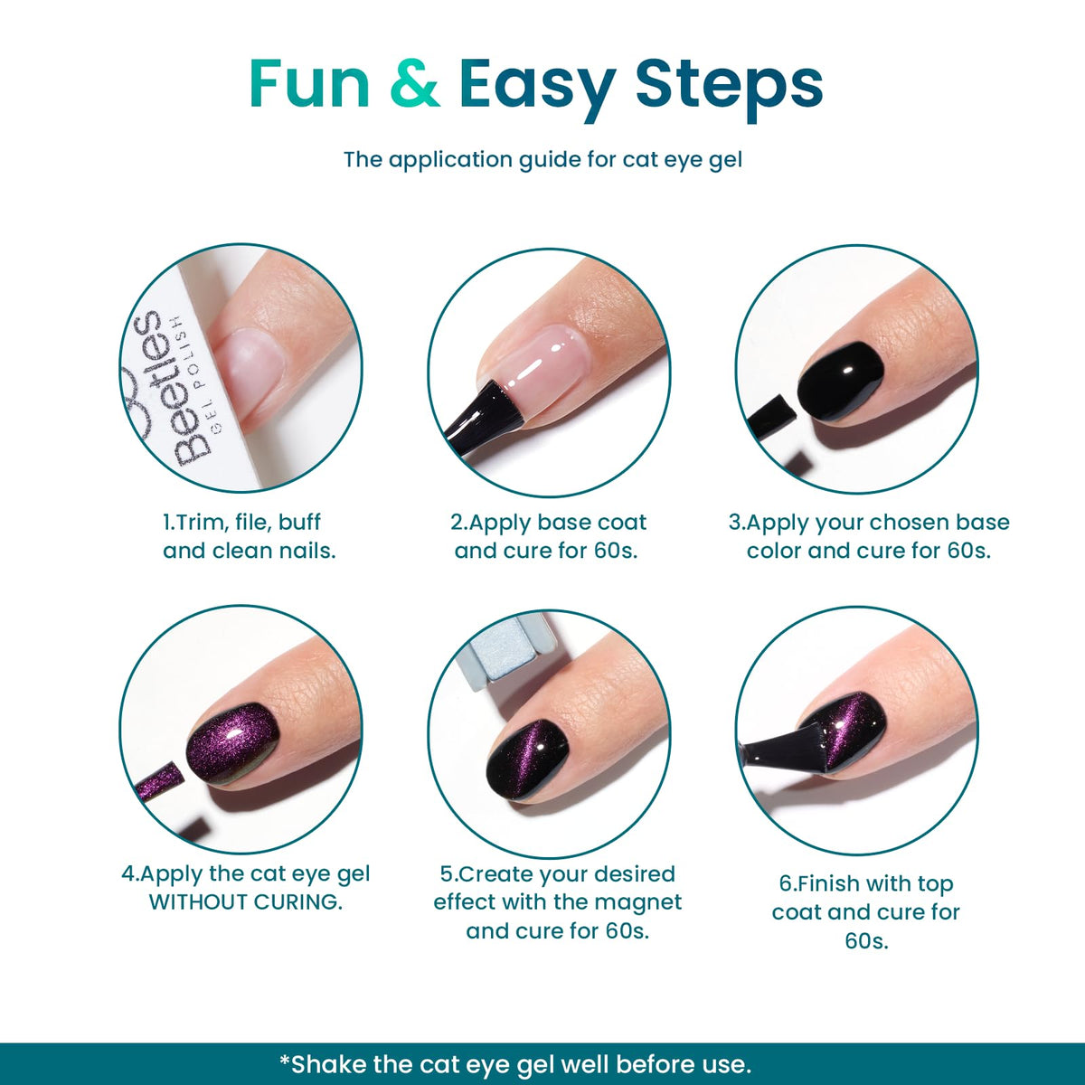 Beetles Cat Eye Gel Nail Polish Set, 36 Colors Magnetic Fall Gel Polish Kit