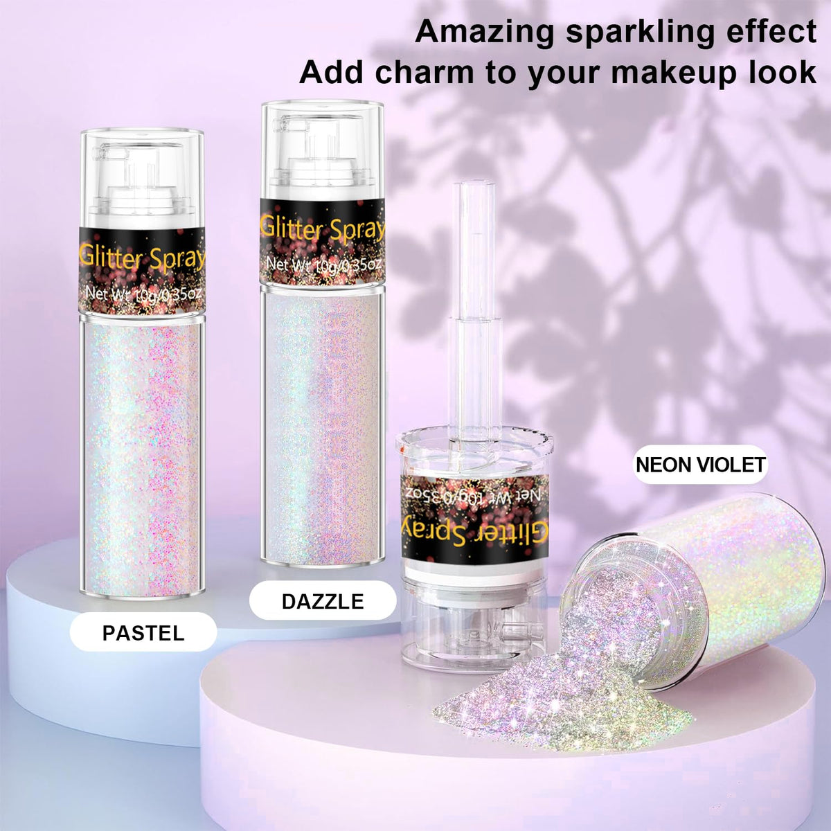 Scarman Hair and Body Glitter Spray, 1PC Glint-Rainbow Hairspray Powder