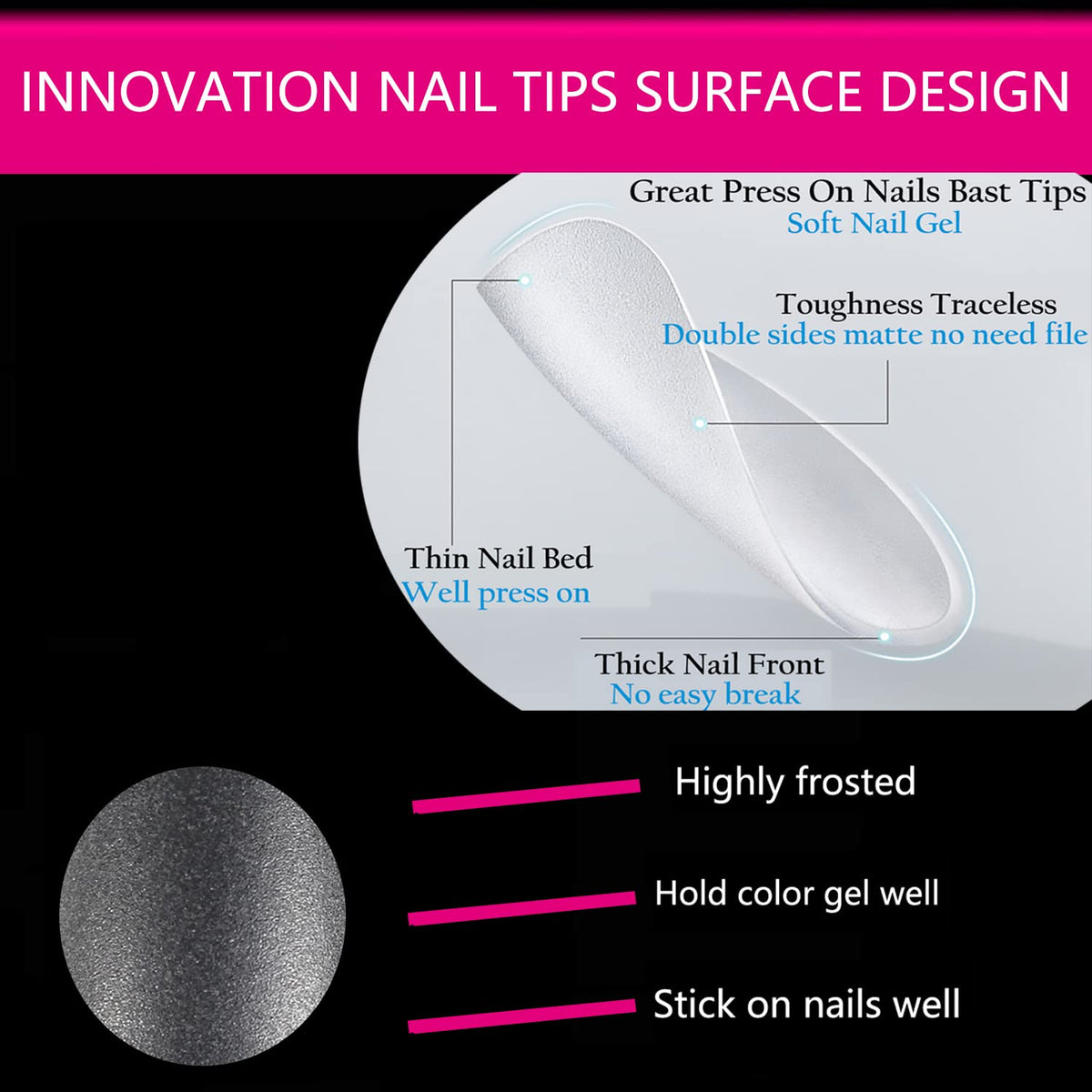 UNA GELLA Square Nail Tips XXL Long Half Cover Gel Tips 120PCS