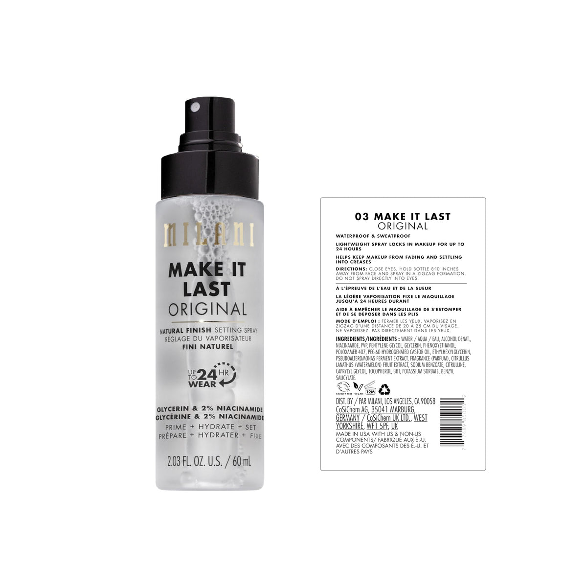 Milani Make It Last Microfine Mist Setting Spray for Makeup - 16 Hour Wear