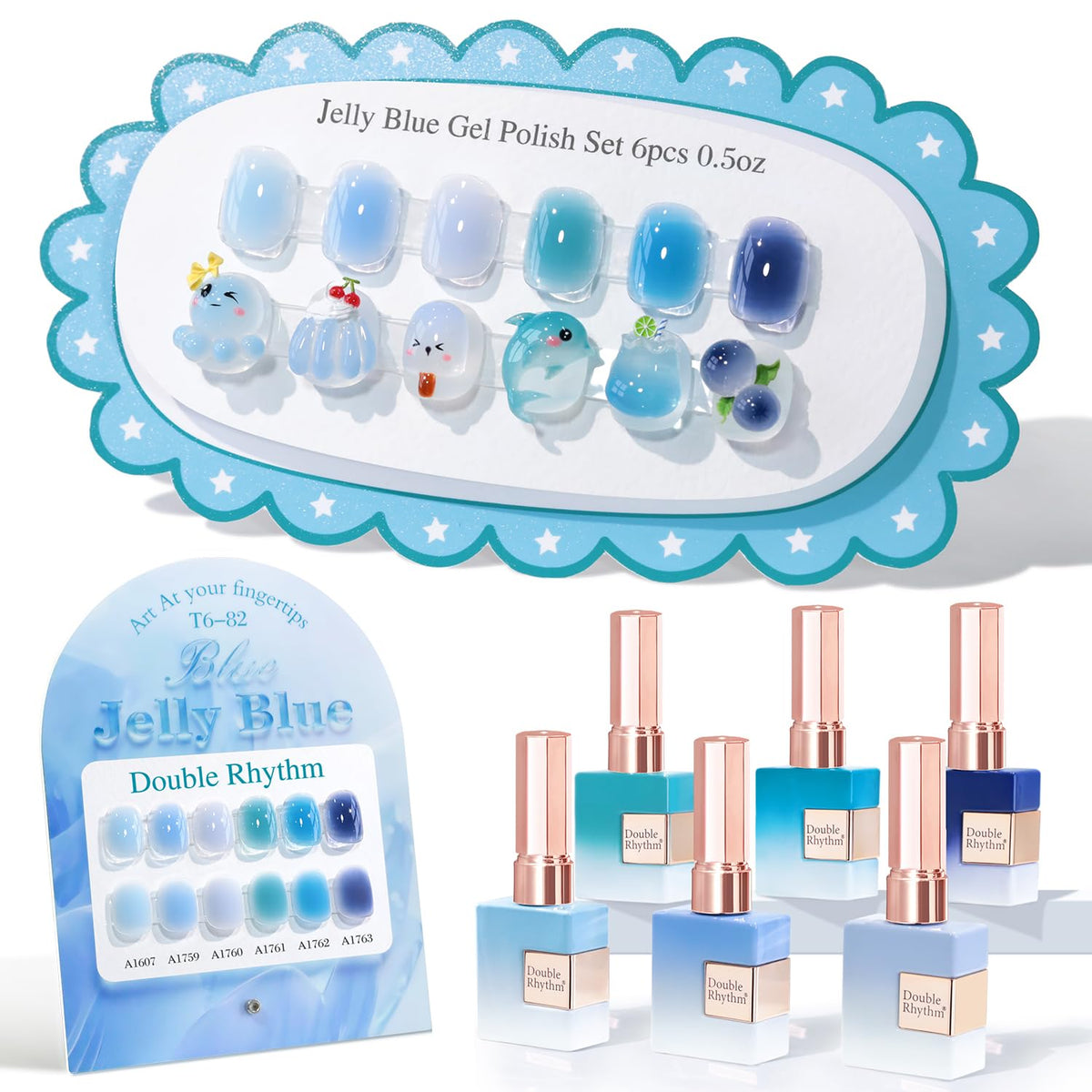 Double Rhythm 6 Pcs 15 ML Gel Polish Set Same Color Same Bottle Soak Off Gel Polish Kit Nail Art Manicure Salon DIY at Home for Women (Dark Light Brown Orange Maroon-T6-6)