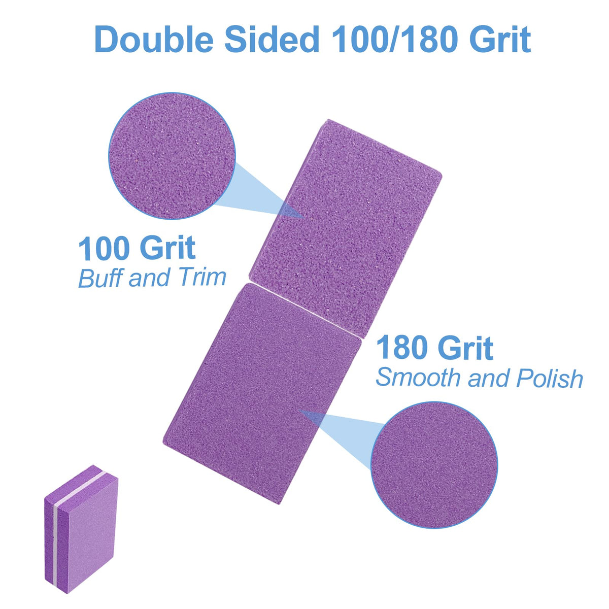 Nail Buffers (50 Pack), Mini Buffer Block Nail File for Acrylic Nails and Natural Nails, 100/180 Grit Nail Buffer Block Bulk Buffing Blocks for Nail Buff Professional Manicure File Blocks Set Pink