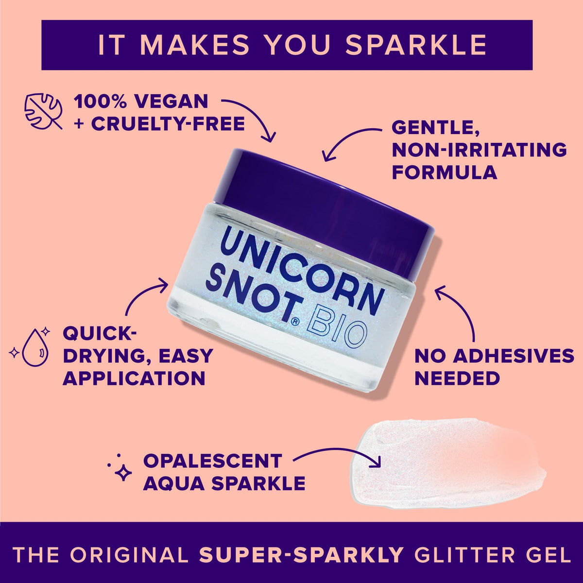 UNICORN SNOT Holographic Face Glitter & Body Glitter Gel | Hair Glitter, Vegan & Cruelty Free, 1.7 oz Pink Glitter (Flamingo)