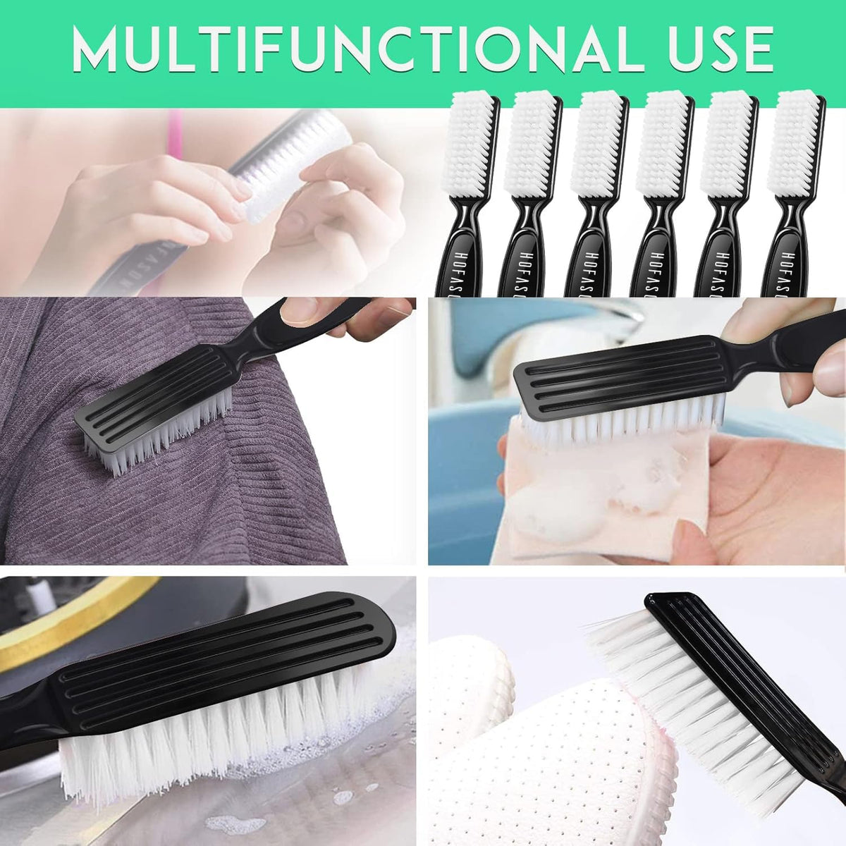 HOFASON 6 Pack Nail Brush for Cleaning Fingernails, Nail Brush Handle Grip Brush for Nail and Toenail Foot, Nail Dust Brush Manicure Pedicure Tools Scrubbing Brush Women Men Home Salon (Macaron)