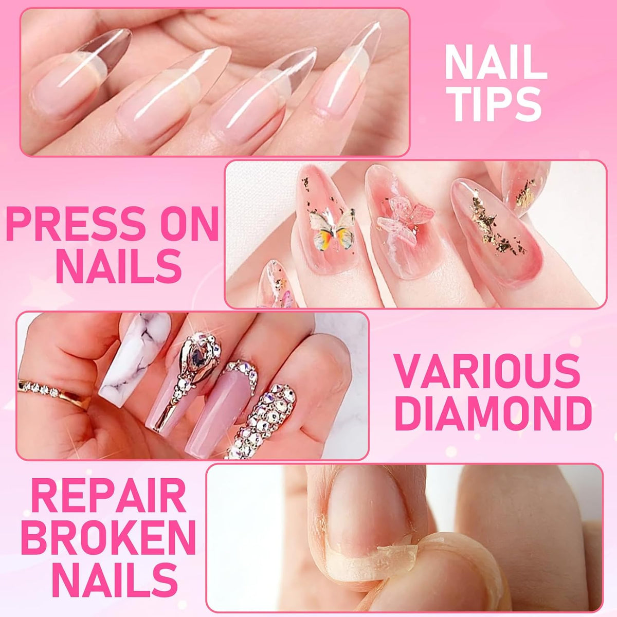 MEKK Nail Glue,Nail Glue for Press Ons & Acrylic Nail Tips,Pro-Strong Adhes