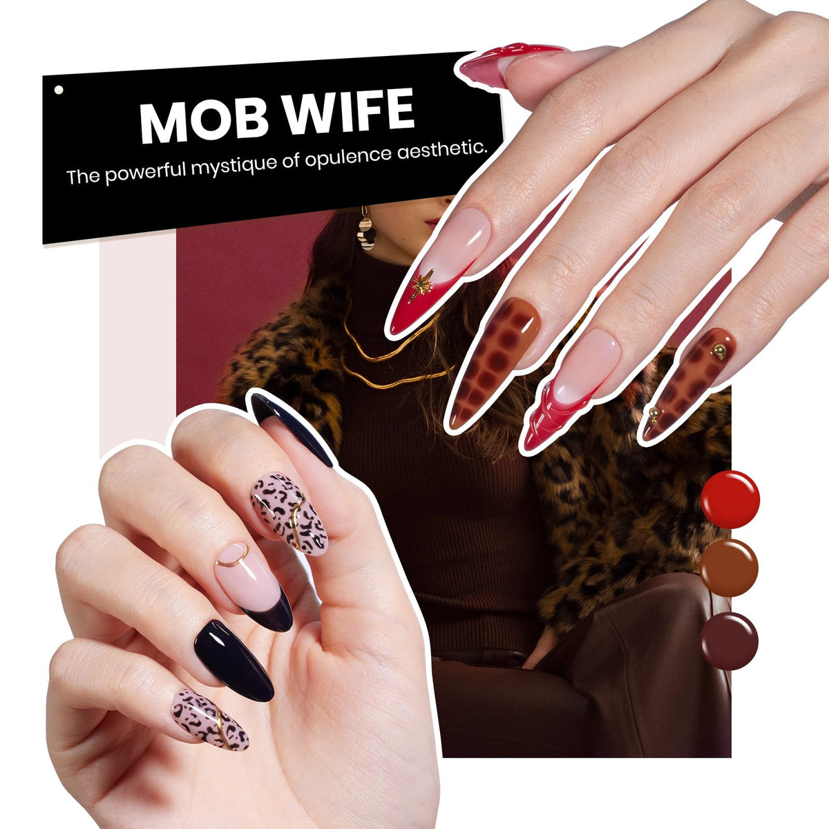 Beetles Fall Gel Nail Polish Set, 23Pcs Brown Burgundy Red Nude Pink