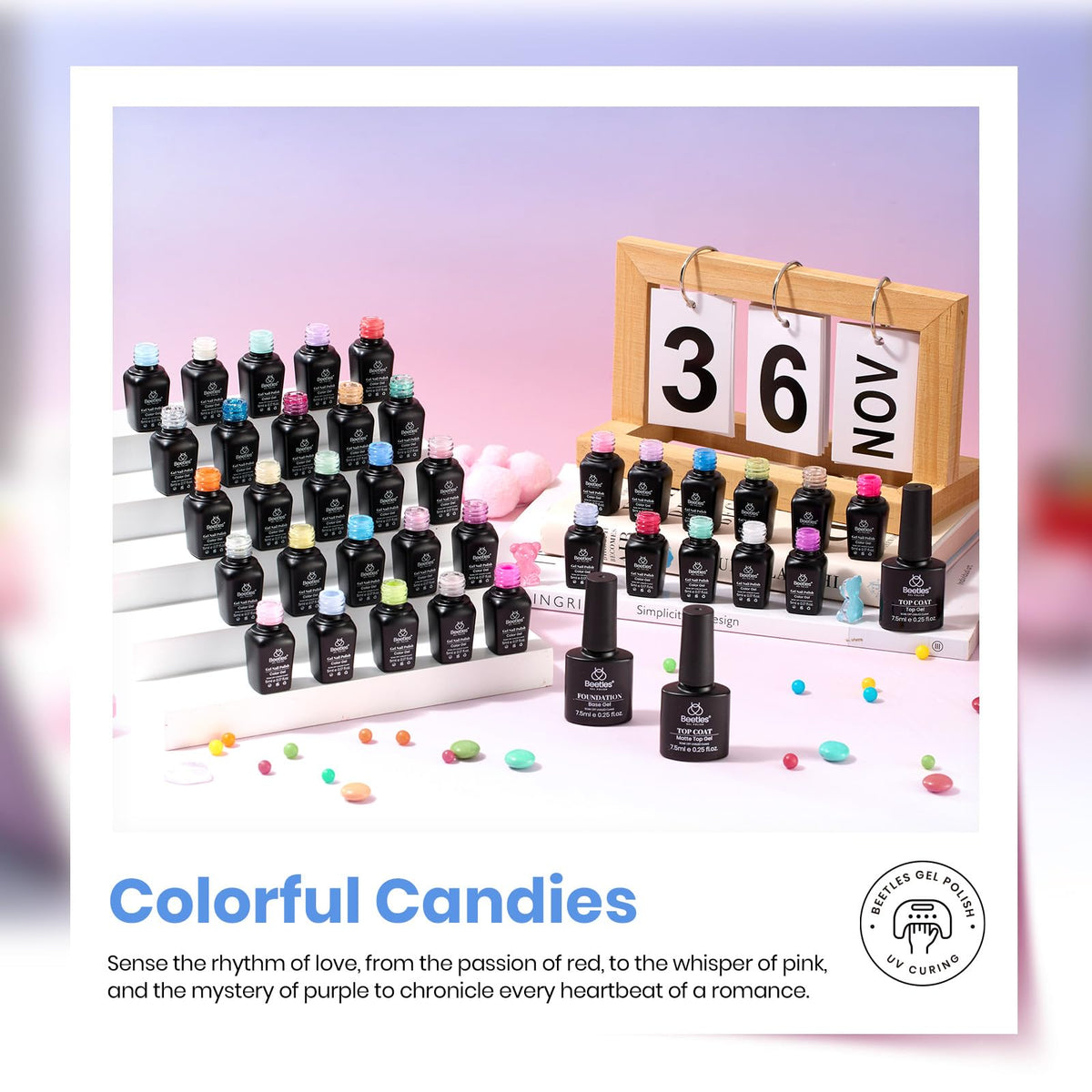 Beetles Fall Gel Nail Polish Set, 20 Colors Orange Yellow Brown