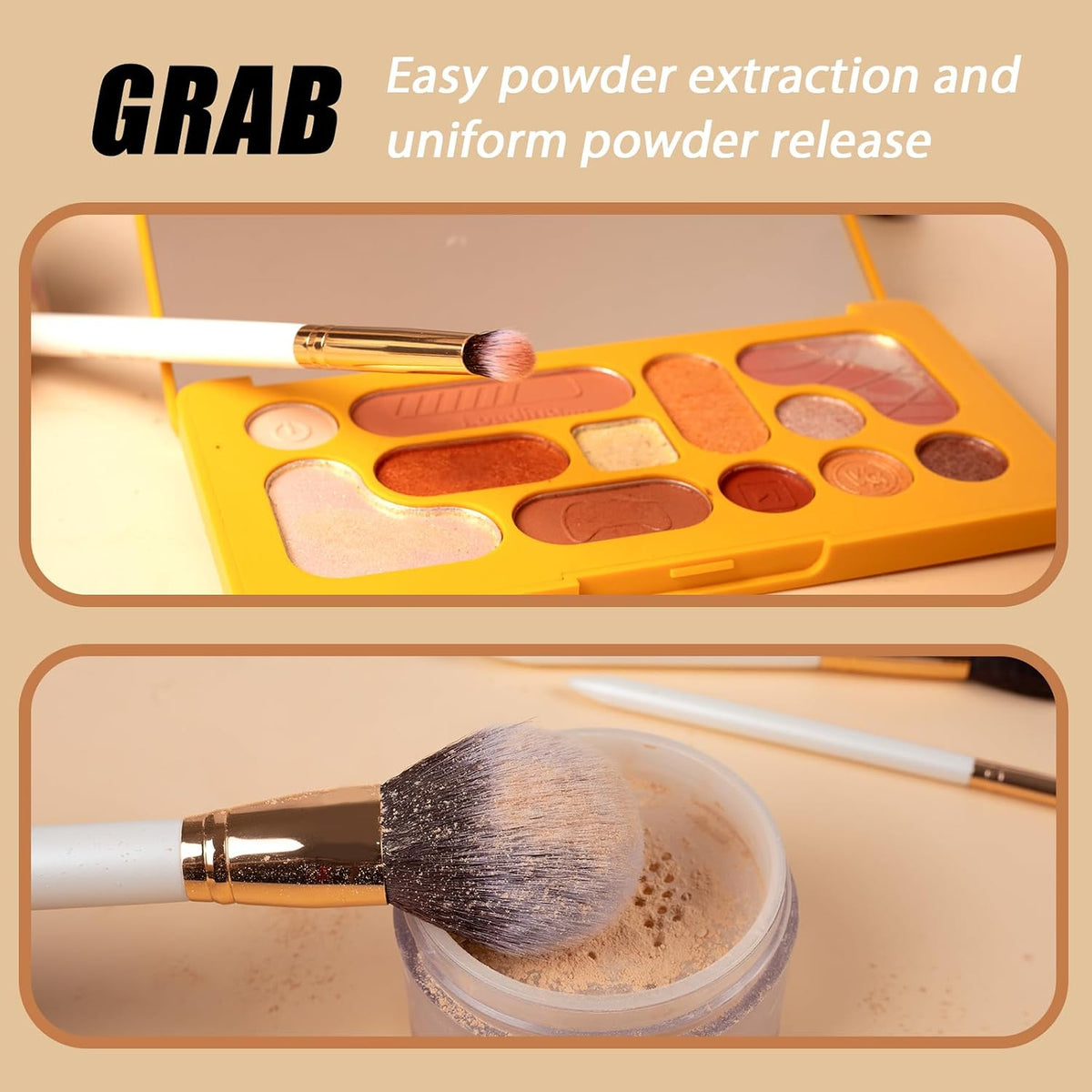 OMANIAC Makeup Brush Set Professional, 12 Pearlescent Wood Handle Makeup Brushes, Premium Cruelty-Free Synthetic Fiber Hair, Travel Make up Brushes Set with Case (Black).
