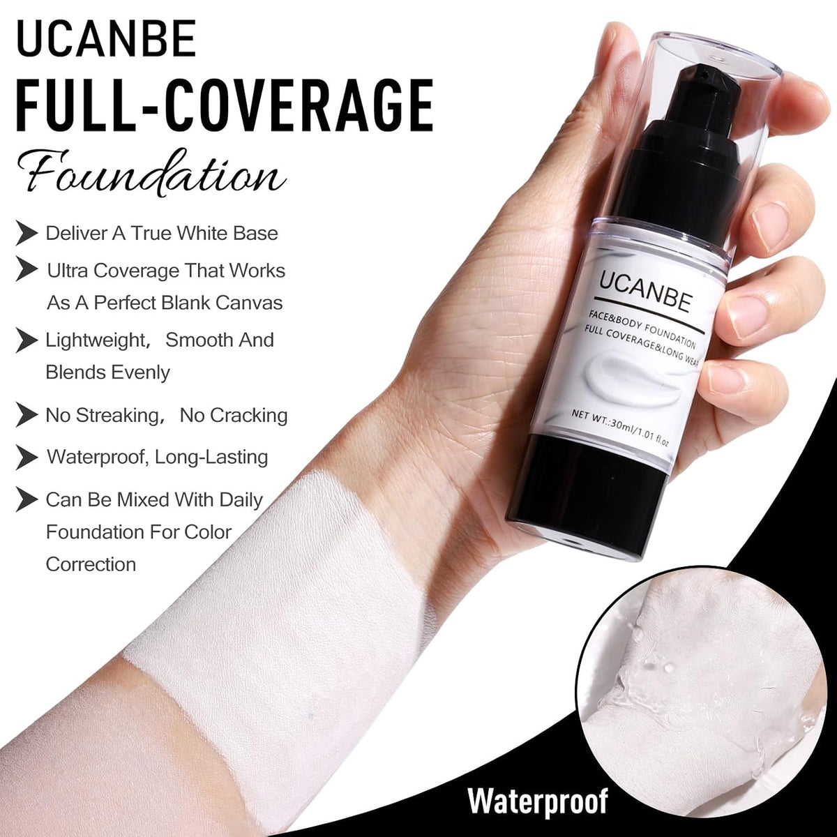 UCANBE Halloween Makeup Kit – 15-Color Purple Eyeshadow Palette, White Liquid Foundation, Purple Liquid Lipstick, Black Eyeliner, Setting Powder & Sponges Makeup Set for Cosplay Witch Devil Sorceress