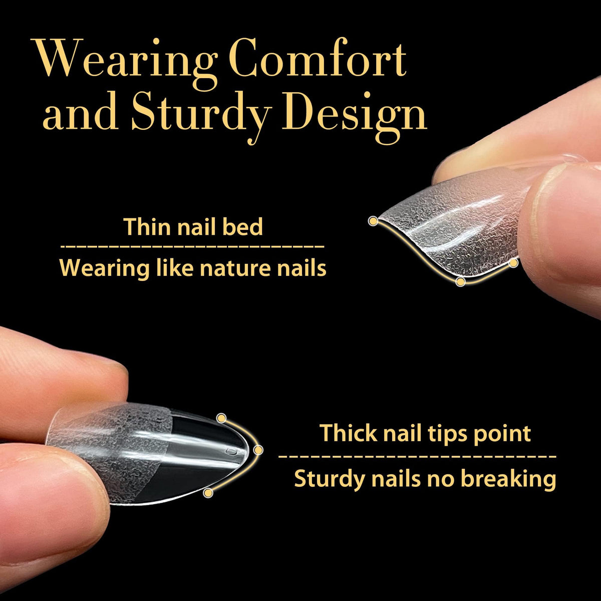 UNA GELLA Almond Gel Nail Tips 504PCS Pre-Etched Clear Fake Nails Tips