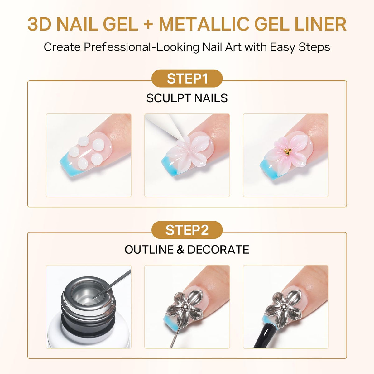 MIZHSE 3D Nail Scupting Gel for Nail Art, 6PCS Neon Colors Non-sticky
