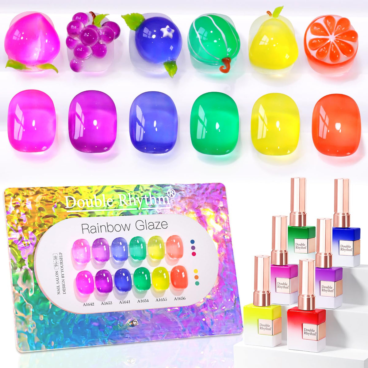 Double Rhythm 6 Pcs 15 ML Gel Polish Set Same Color Same Bottle Soak Off Gel Polish Kit Nail Art Manicure Salon DIY at Home for Women (Dark Light Brown Orange Maroon-T6-6)