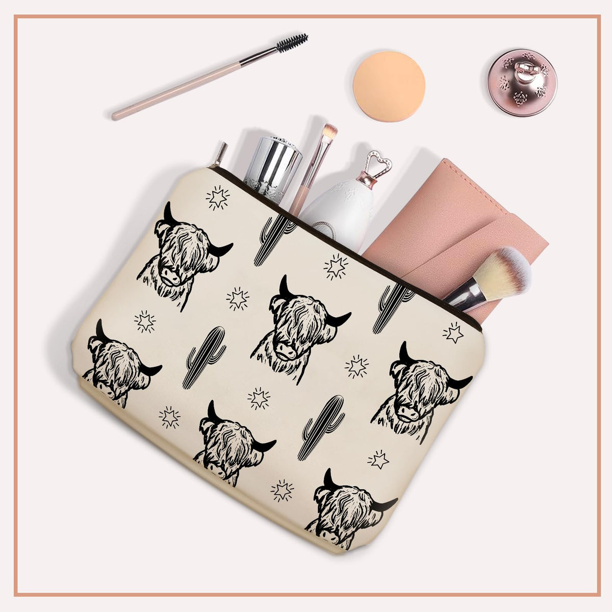Bohemian Cat Mom Makeup Bag For Women & Teen Girl Cat Lover Gifts. Cute Boho Cats Themed Cosmetic & Toiletry Organizer Pouch For Daughters, Sisters, Friends.Ideal Gift For Travel, Christmas.