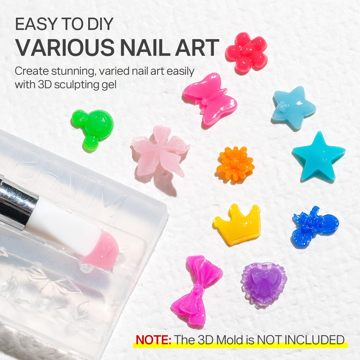 MIZHSE 3D Nail Scupting Gel for Nail Art, 6PCS Neon Colors Non-sticky