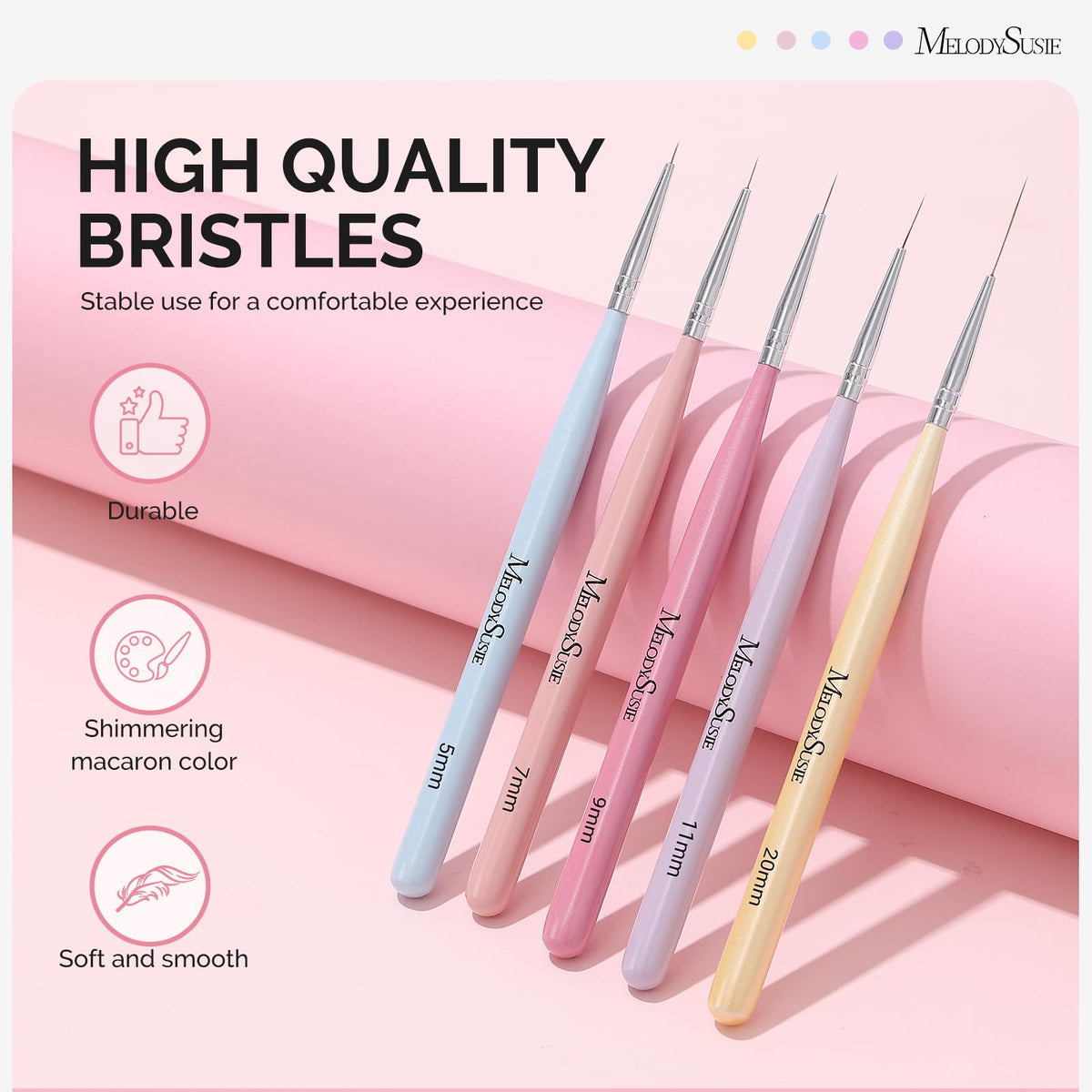 MelodySusie Nail Art Brushes Set, 6pcs Nail Art Design Pen Painting Tools