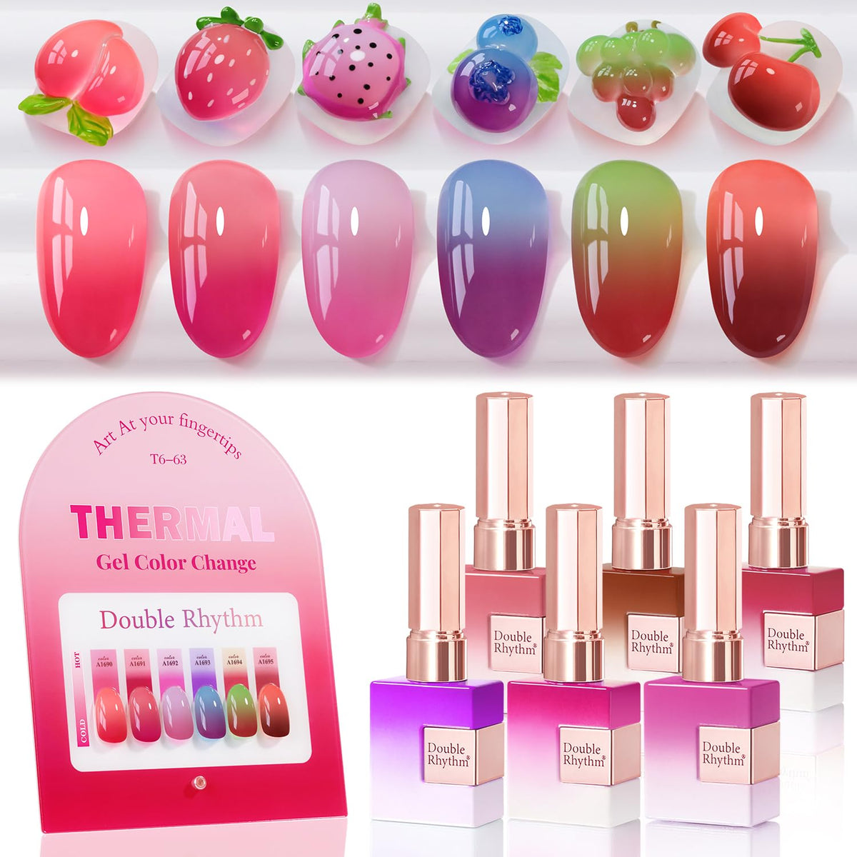 Double Rhythm 6 Pcs 15 ML Gel Polish Set Same Color Same Bottle Soak Off Gel Polish Kit Nail Art Manicure Salon DIY at Home for Women (Dark Light Brown Orange Maroon-T6-6)