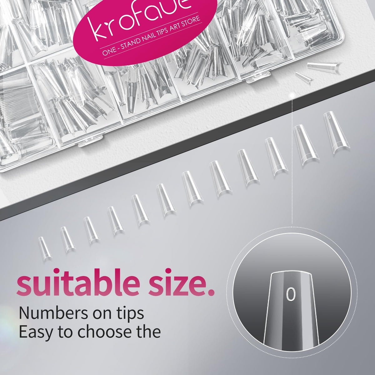 krofaue Extra Long Stiletto Nail Tips - False Clear Nais