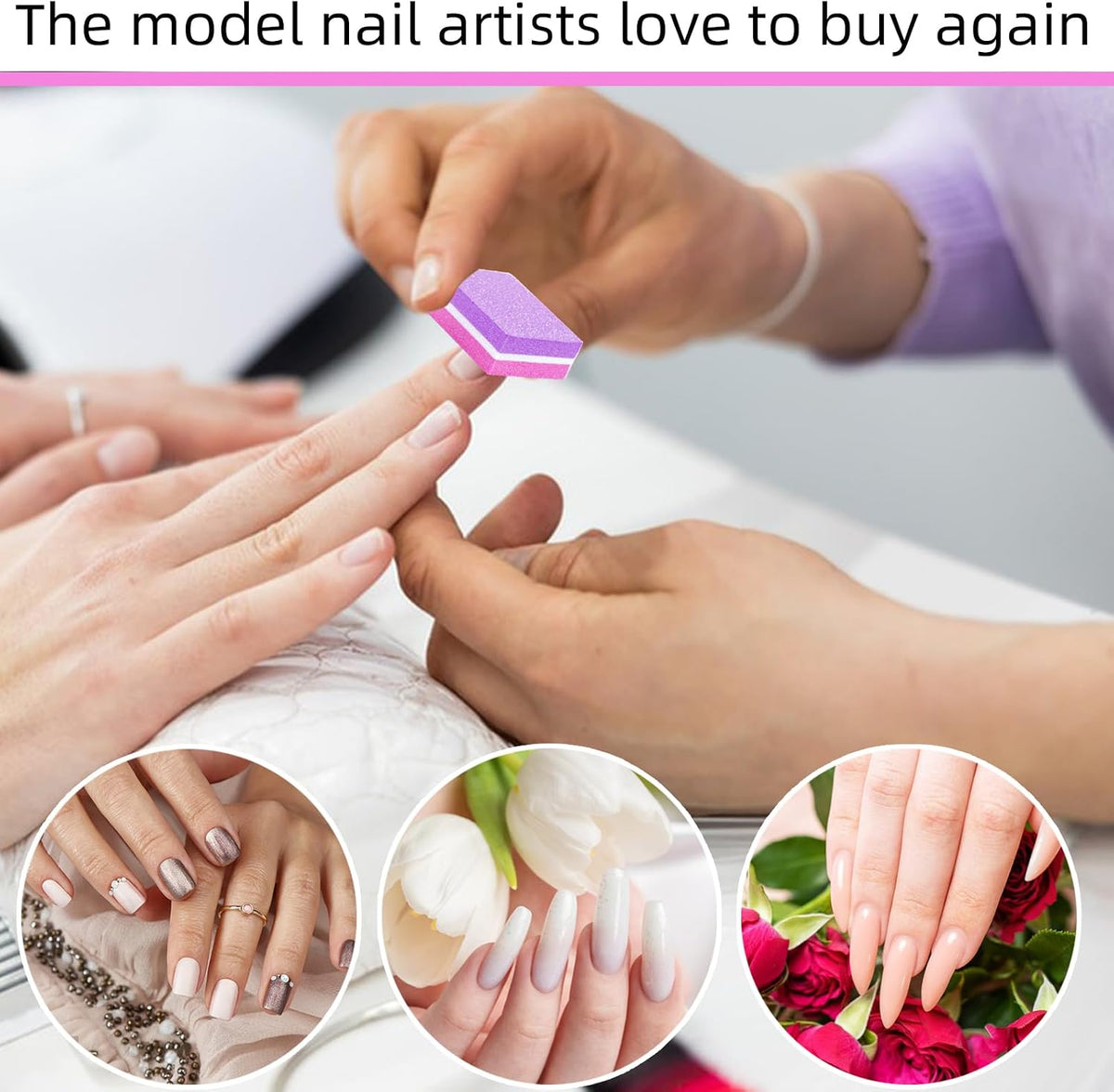 50 Pcs Sponge Nail Buffers,100/180 Grit Mini Nail Files,Mini Buffer Block Nail File for Acrylic & Natural Nails,Double-Sided Buffing Blocks for Manicure & Pedicure,Salon & Home Use(Pink-Purple)