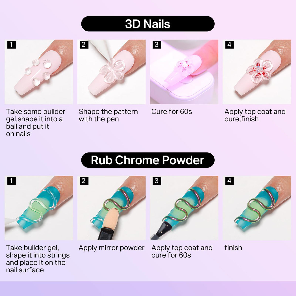 MIZHSE 3D Nail Scupting Gel for Nail Art, 6PCS Neon Colors Non-sticky