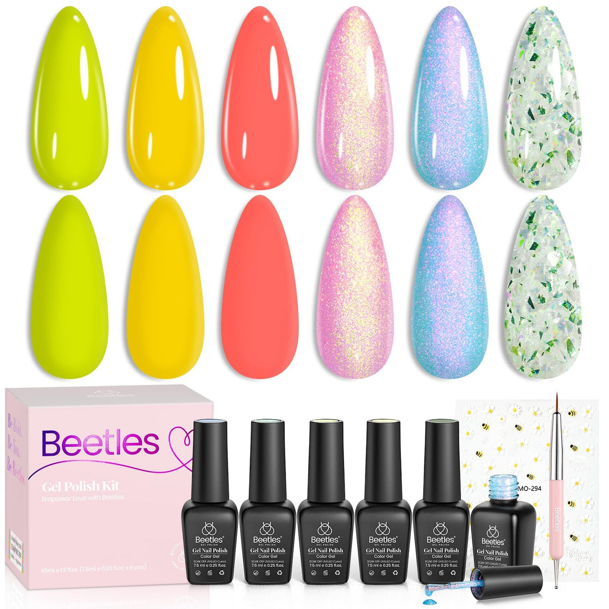 beetles Gel Polish Whispers of Love Jelly Gel Nail Polish Set, 6 Colors