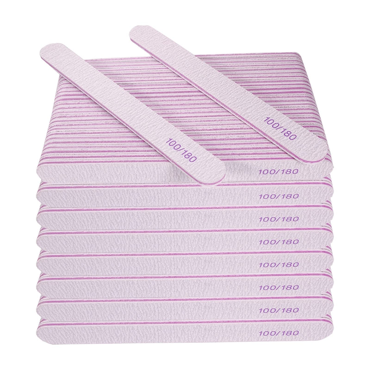 50 Pcs Nail File, Emery Board Nail Files for Acrylic Nails and Natural Nails, 100/180 Grit Double Sided Fingernail File Gel Nail Professional Reusable Washable Manicure Pedicure Kit Set Gray