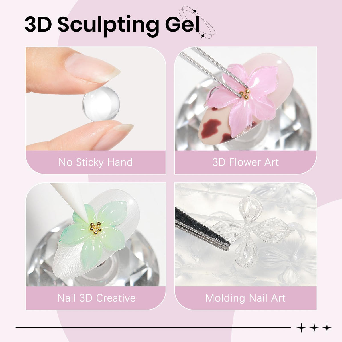 3D Gel for Nail Art, Clear 3d Sculpting Gel for Nail Art