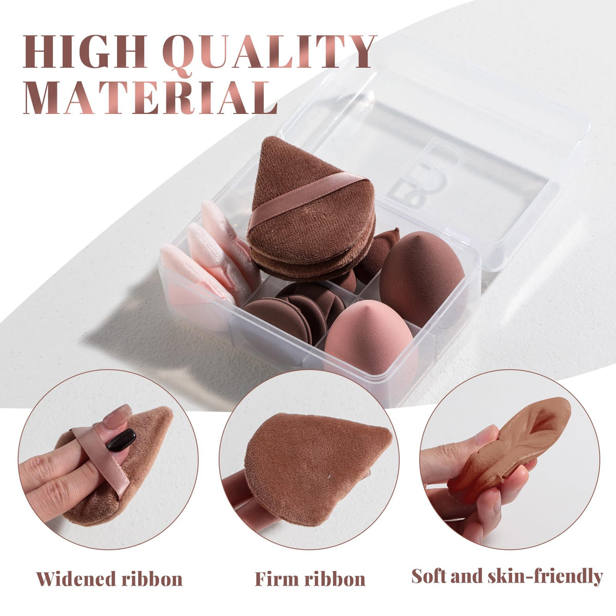 Makeup Sponge Set BS-MALL Triangle Puff 14PCS Non-Latex Beauty Blender Sponges with Travel Case, Soft Makeup Puff for Foundation, Concealer, Cream & Powder, Face & Eye Blending for Sensitive Skin