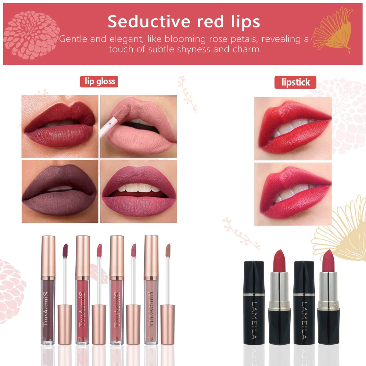 Makeup Set for Women Full Kit Includes, eyeshadow、 liquidfoundation,Loose powder,Eyebrow pencil,Lipstick Eye Pencil Makeup BrushesMakeup practice board 4-color lip gloss set
