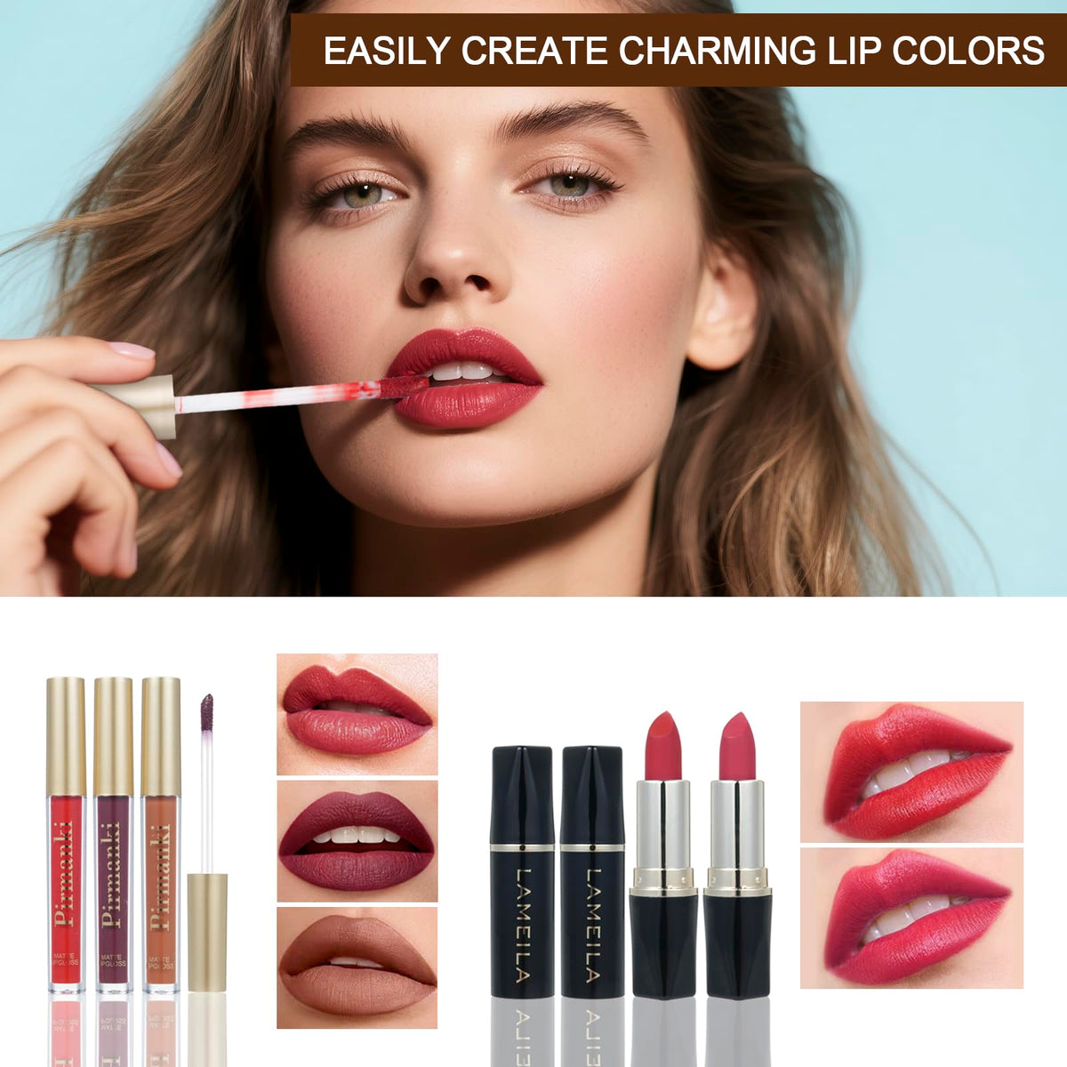 Makeup Set for Women Full Kit Includes, eyeshadow、 liquidfoundation,Loose powder,Eyebrow pencil,Lipstick Eye Pencil Makeup BrushesMakeup practice board 4-color lip gloss set