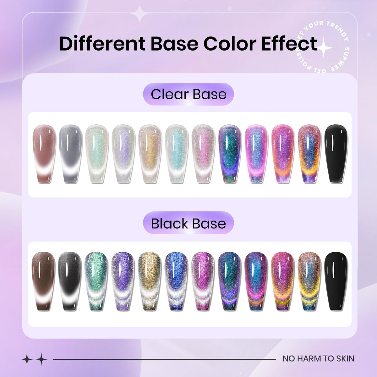 SUPWEE Magnetic Cat Eye Gel Nail Polish Set 12 Colors Cateye Gel Polish