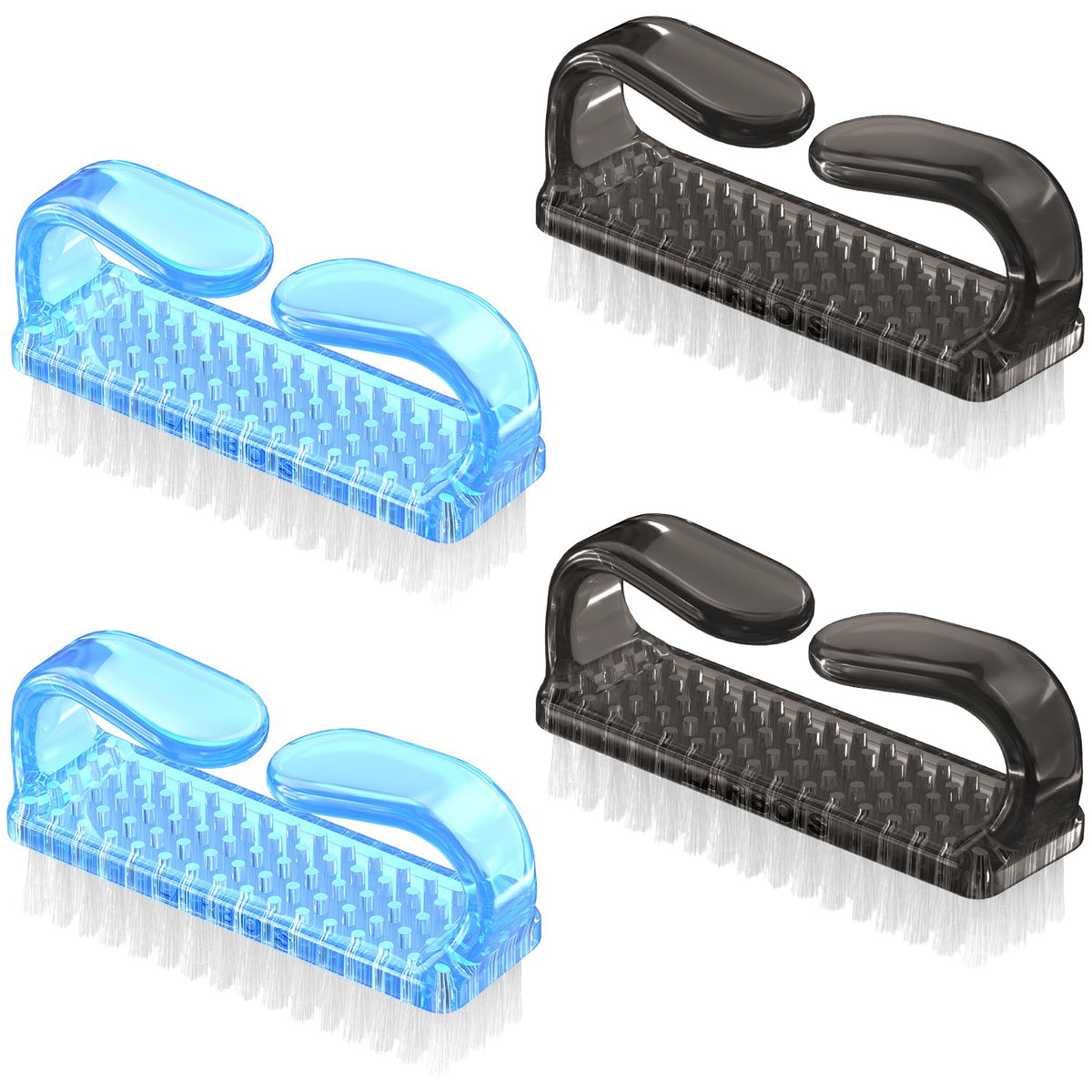 Larbois Handle Grip Nail Brush, Nail Brushes Hand Fingernail Brush Cleaner Scrubbing Kit Pedicure for Toes and Nails Men Women (4 Pack)