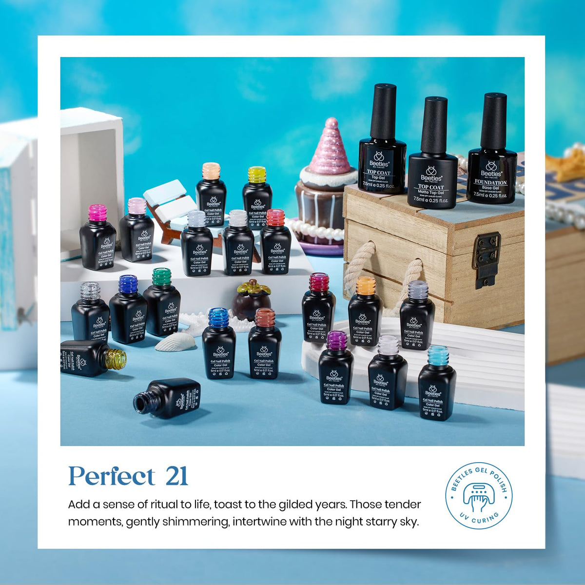 Beetles Fall Gel Nail Polish Set, 23Pcs Brown Burgundy Red Nude Pink
