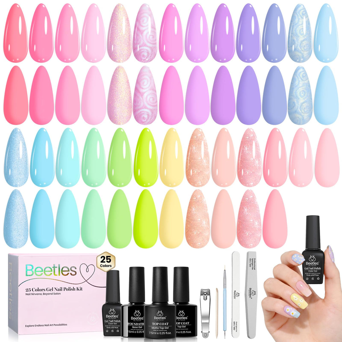 Beetles Cat Eye Gel Nail Polish Set, 36 Colors Magnetic Fall Gel Polish Kit