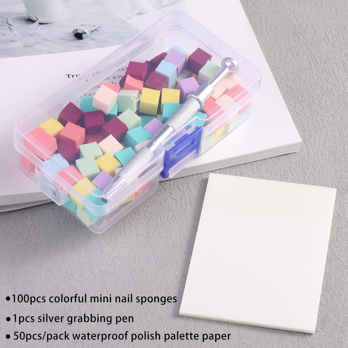 Fcozpjk 100Pcs Soft Nail Sponges for Ombre & 6Pcs Wedge Sponges Aura Nails
