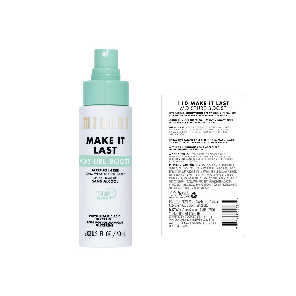 Milani Make It Last Microfine Mist Setting Spray for Makeup - 16 Hour Wear