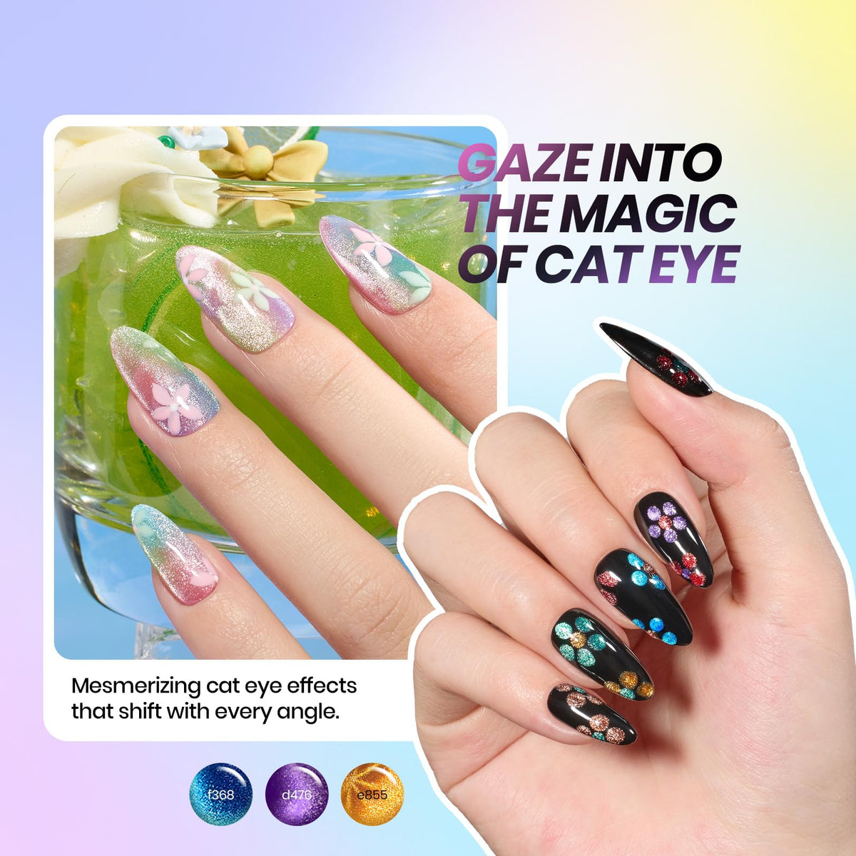 Beetles Cat Eye Gel Nail Polish Set, 36 Colors Magnetic Fall Gel Polish Kit