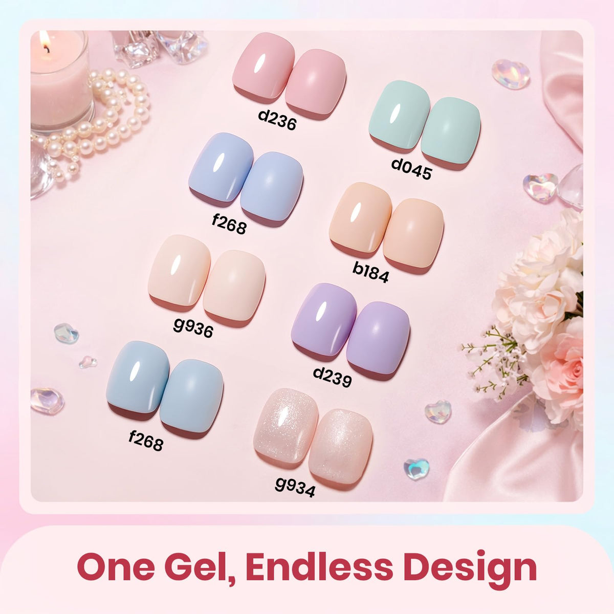 beetles Gel Polish Whispers of Love Jelly Gel Nail Polish Set, 6 Colors