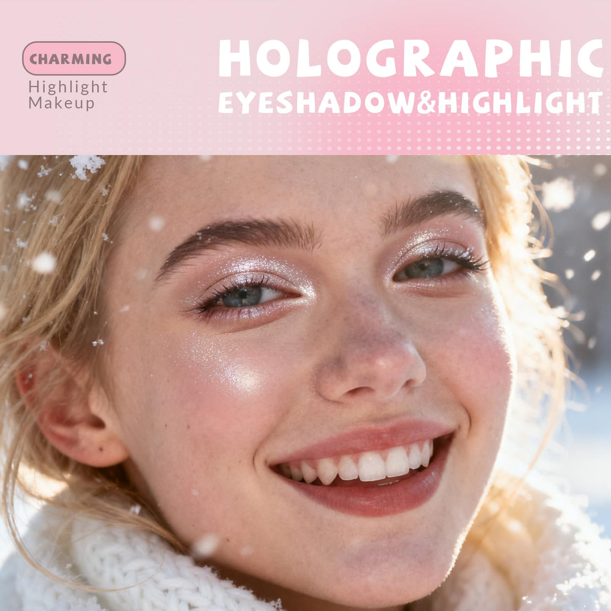 HOSAILY Holographic Duochrome Blue Glitter Eyeshadow, Color Shift Metallic Shimmer Eyeshadow Palette, Chameleon Sparkle Inner Corner Eye Highlighter, Iridescent Eye Shadow Palette Fairy Makeup#04