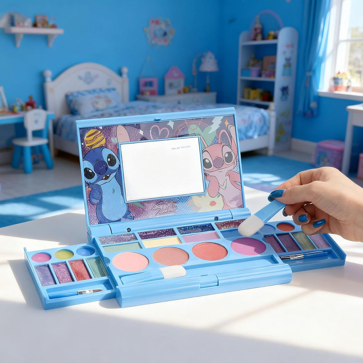 Stitch Fold-Out Makeup Palette with Mirror, Lip Gloss, Eyeshadow & Blush