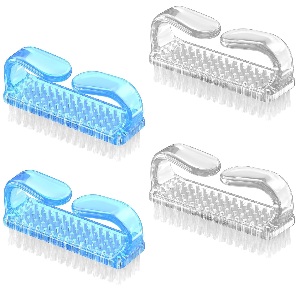 Larbois Handle Grip Nail Brush, Nail Brushes Hand Fingernail Brush Cleaner Scrubbing Kit Pedicure for Toes and Nails Men Women (4 Pack)
