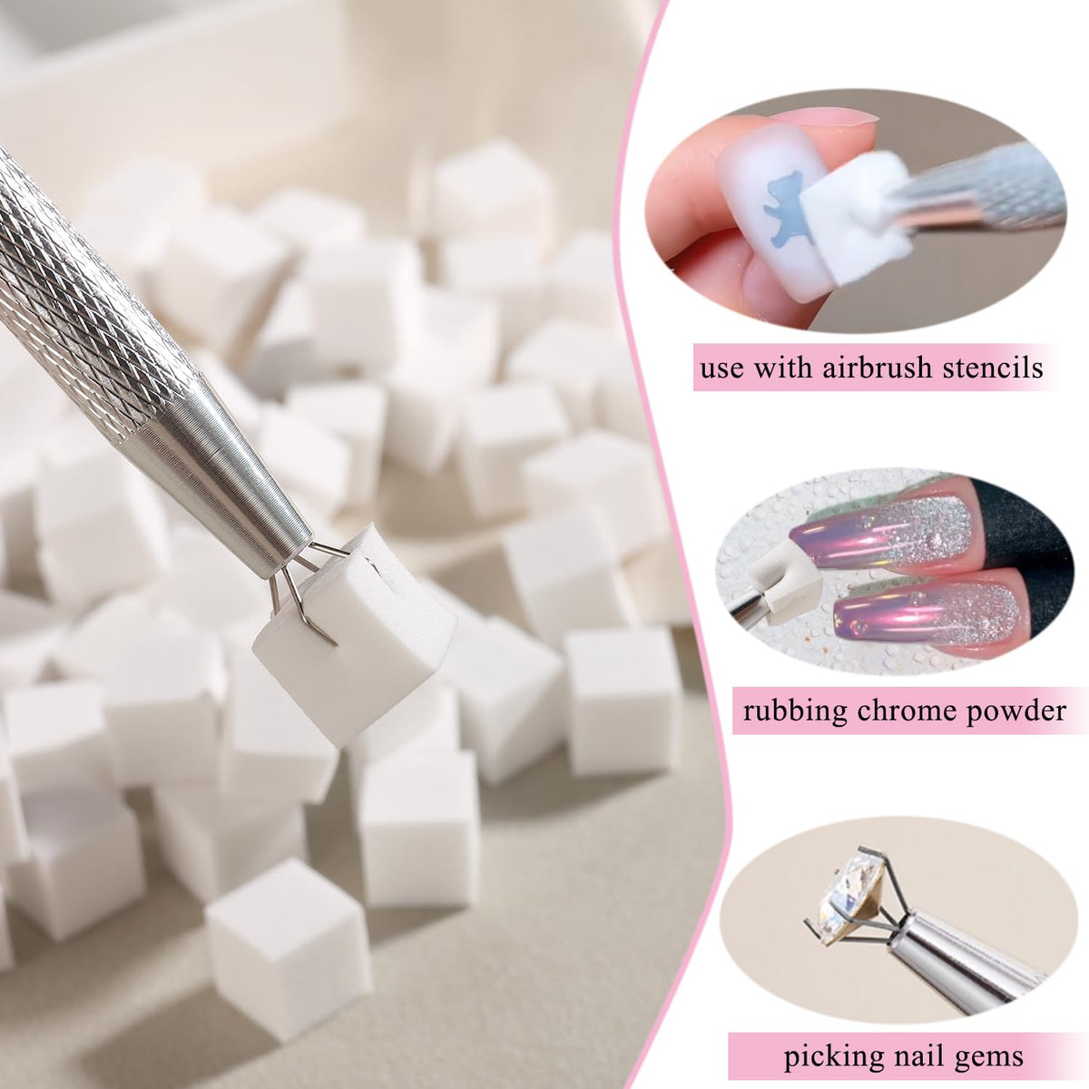 Fcozpjk 100Pcs Soft Nail Sponges for Ombre & 6Pcs Wedge Sponges Aura Nails