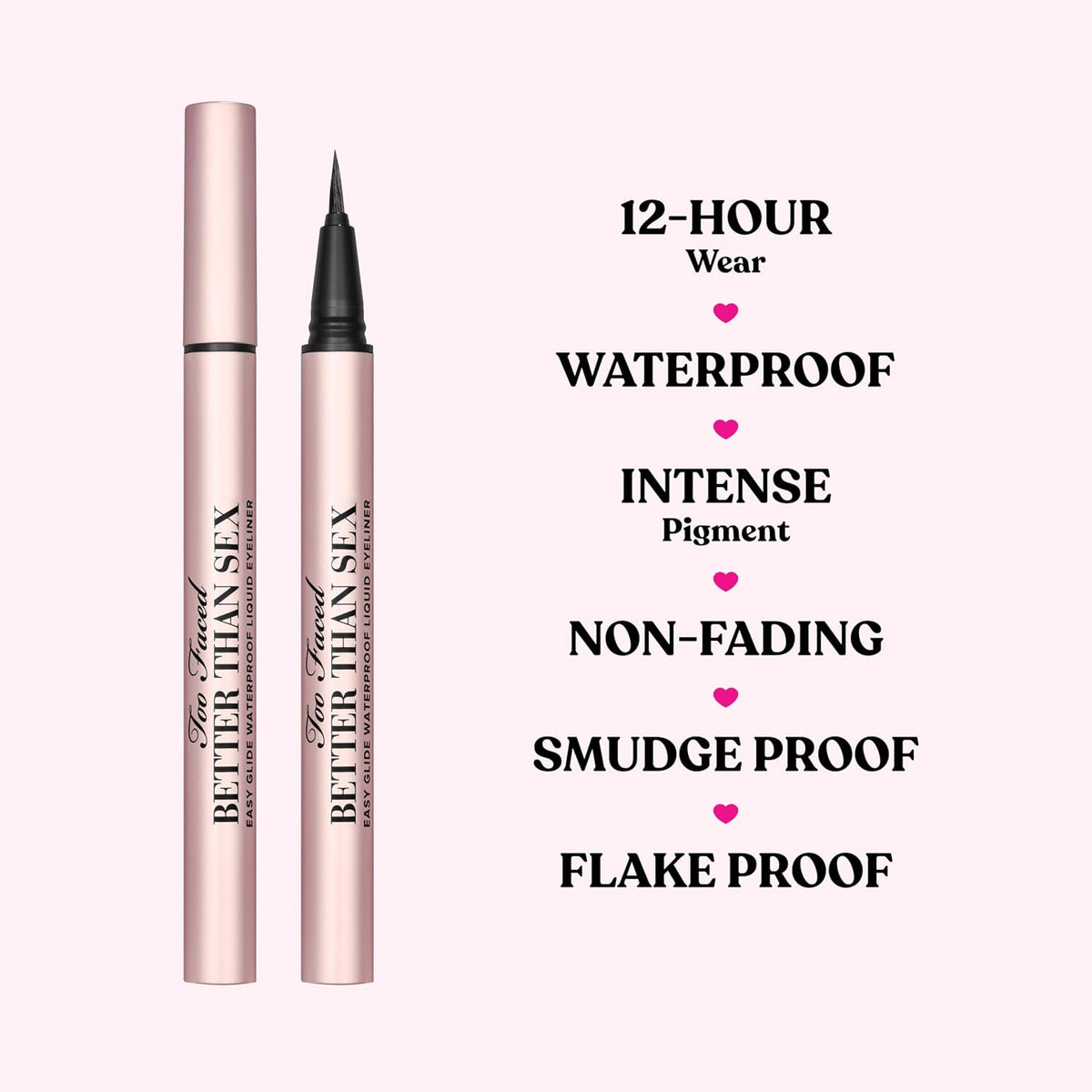 Too Faced Better Than Sex Easy Glide Liquid Eyeliner | Flake & Waterproof Liquid Eyeliner For Intense Pigment, 0.02 Fl Oz