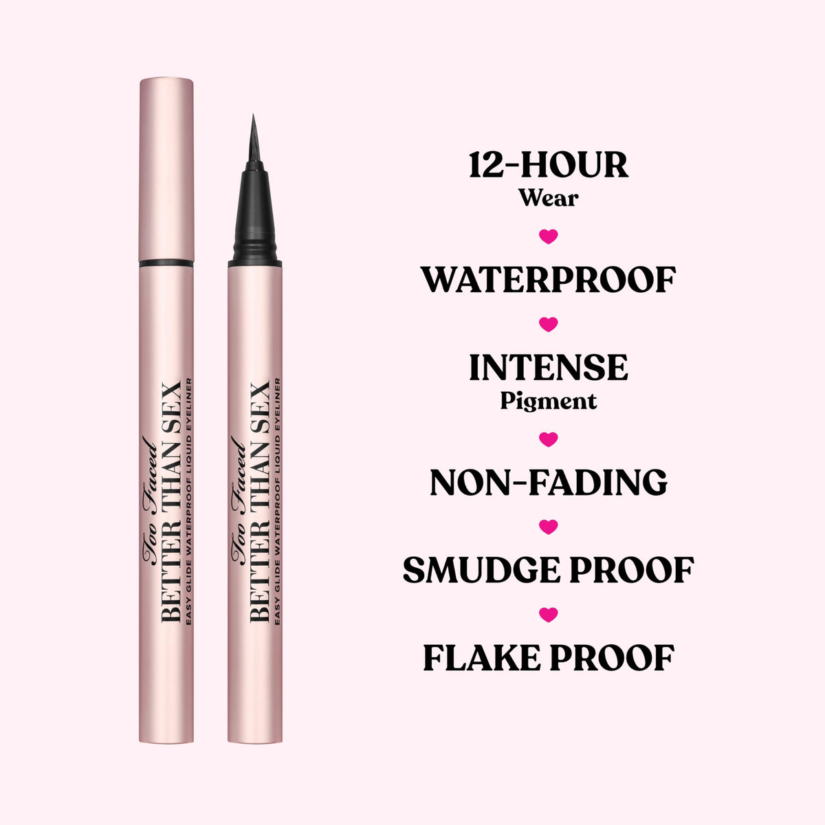 Too Faced Better Than Sex Easy Glide Liquid Eyeliner | Flake & Waterproof Liquid Eyeliner For Intense Pigment, 0.02 Fl Oz