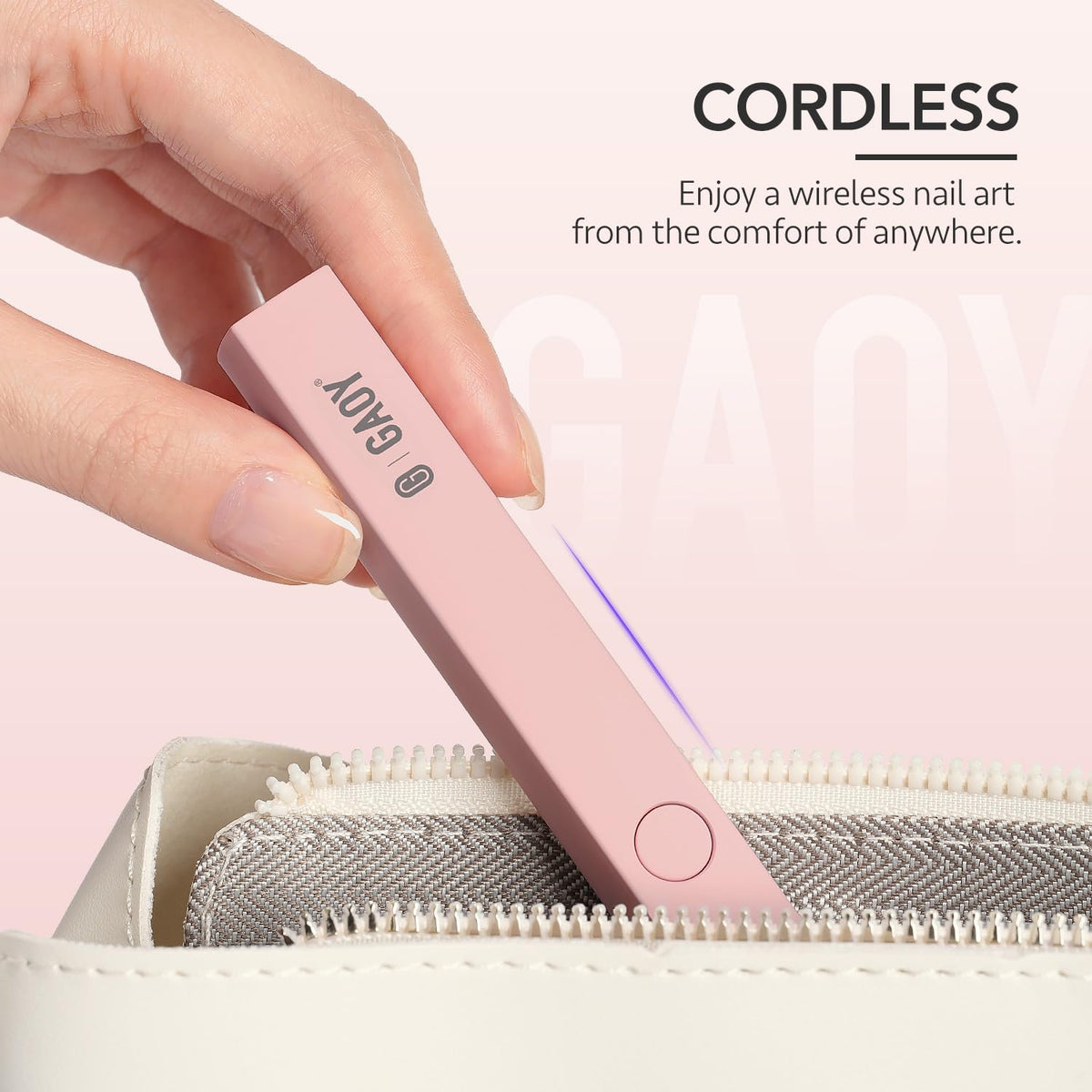 GAOY Handheld UV Light for Gel Nails, Cordless Nail Lamp, White