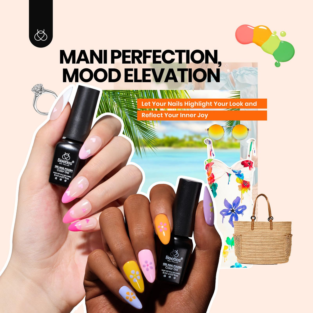 Beetles Gel Nail Polish Set, 63 PCS 55 Colors Gel Polish Kit with Base Coat
