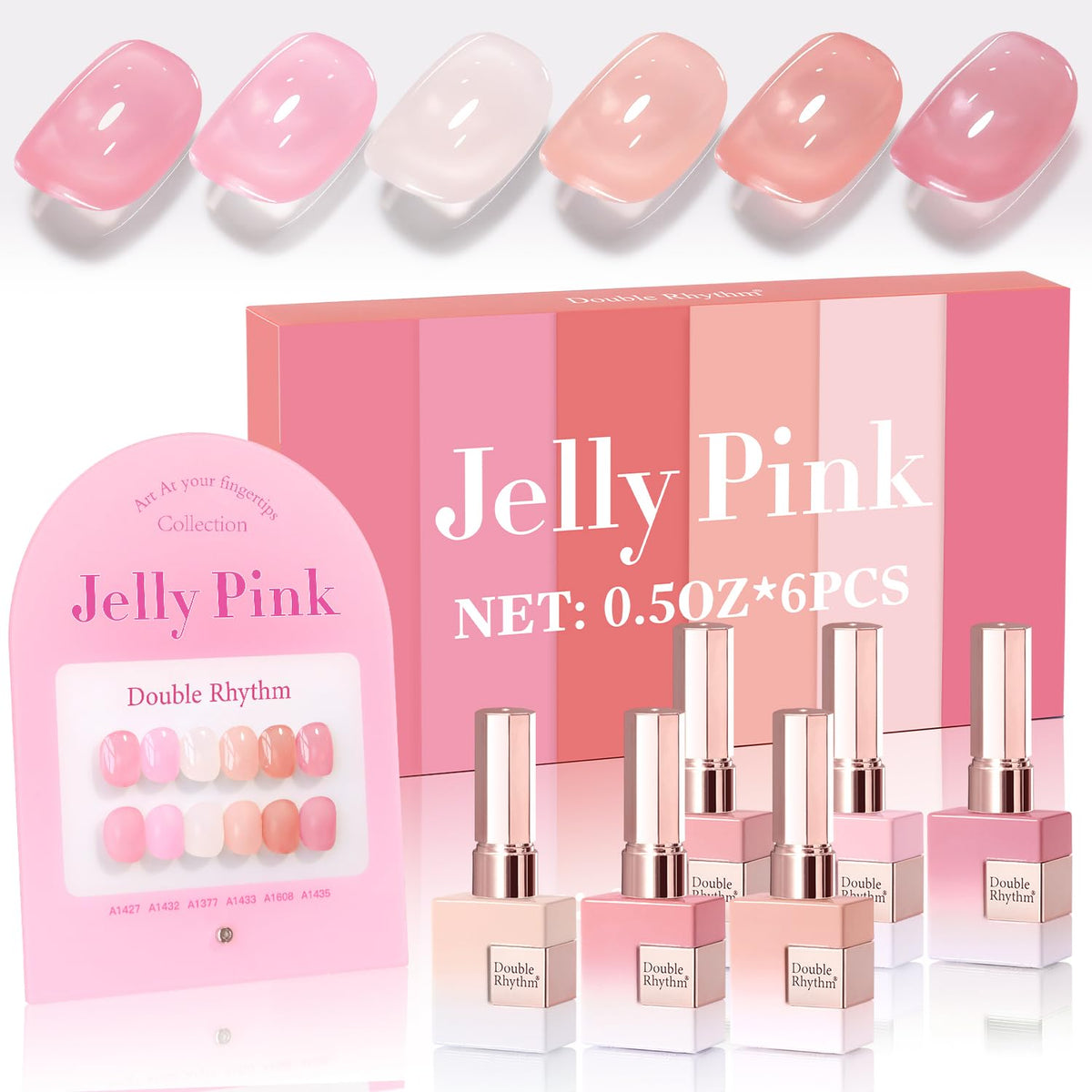 Double Rhythm 6 Pcs 15 ML Gel Polish Set Same Color Same Bottle Soak Off Gel Polish Kit Nail Art Manicure Salon DIY at Home for Women (Dark Light Brown Orange Maroon-T6-6)