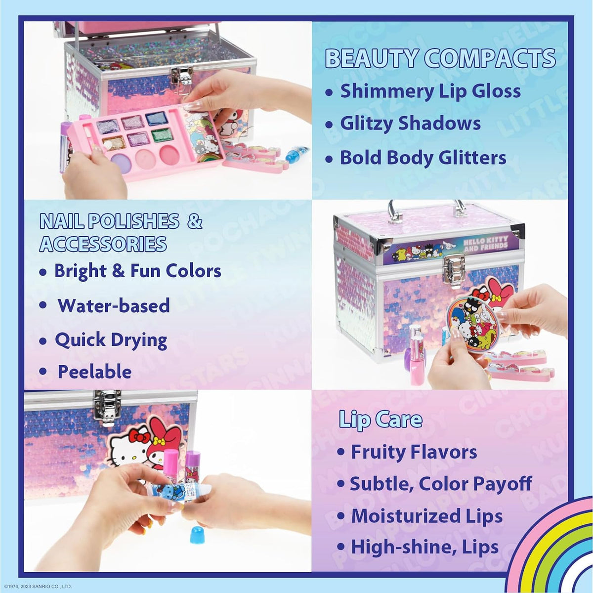 Hello Kitty Train Case Beauty Set with Washable Makeup, Ages 3+
