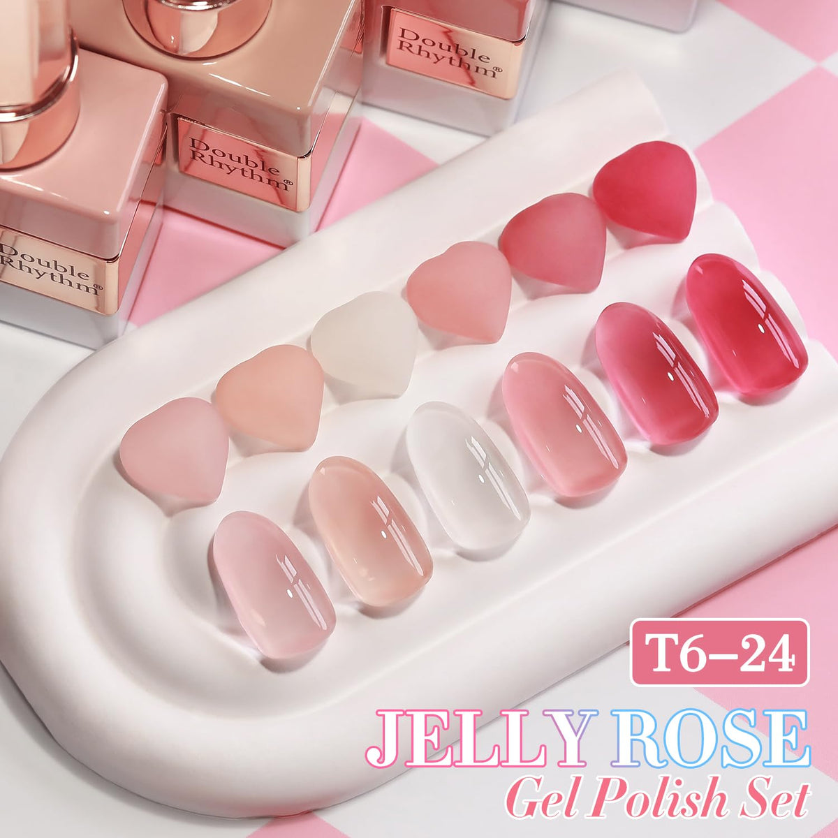 Double Rhythm 6 Pcs 15 ML Gel Polish Set Same Color Same Bottle Soak Off Gel Polish Kit Nail Art Manicure Salon DIY at Home for Women (Dark Light Brown Orange Maroon-T6-6)